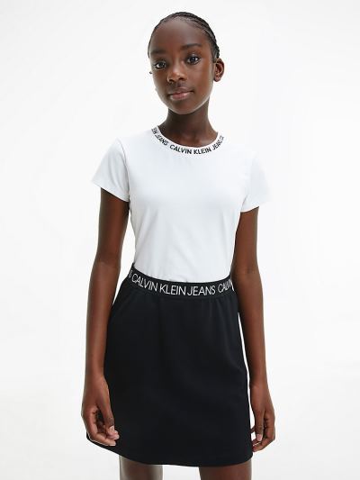 Calvin Klein Ruhák HU174573 | Calvin Klein Slim Logo Collar Lány Póló Világos Fehér